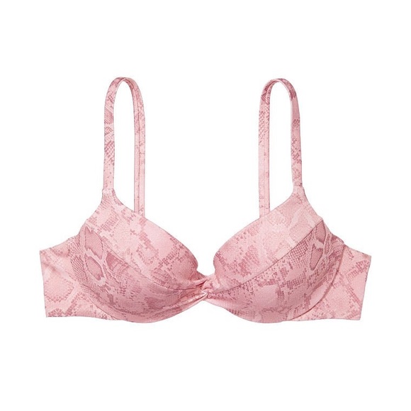 Set Victoria’s Secret Bikini (top & bottom) removable padding Pink Snake NWOT - Picture 3 of 5